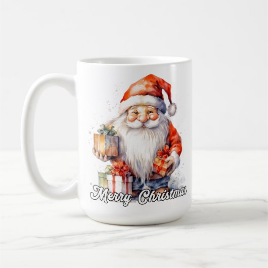 陽気なサンタクロースのクリスマスマグカップ コーヒーマグカップ (左)