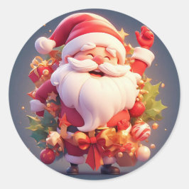陽気なサンタクロースのクリスマス ラウンドシール