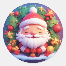 陽気なサンタクロースのクリスマス ラウンドシール