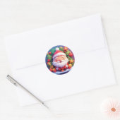 陽気なサンタクロースのクリスマス ラウンドシール (封筒)