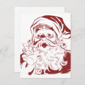 陽気なサンタクロースの赤い楽しいレトロなクリスマス シーズンカード (正面/裏面)