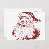 陽気なサンタクロースの赤い楽しいレトロなクリスマス シーズンポストカード (正面/裏面)