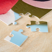 陽気なサンタクロースイラストレーション祝ズ ジグソーパズル (側面)