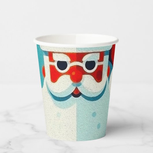 陽気なサンタクロース顔紙カップ 紙コップ (左)