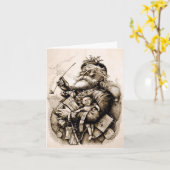 陽気なサンタクロース カード (黄色い花)