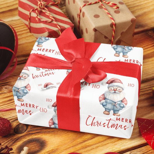 陽気なサンタクロースHo Ho Hoe Merry Christmas ラッピングペーパー