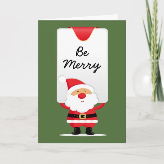 陽気なサンタパーソナライズされたクリスマス シーズンカード (正面)