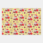 陽気なサンタホリーベルメリークリスマスパターン ラッピングペーパーシート (正面2)