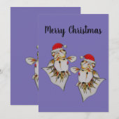 陽気なサンタ帽子の金魚クリスマスカード 招待状 (正面/裏面)