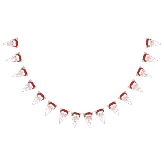 陽気なサンタ顔クリスマスバンティングフラッグ バンティングフラッグ (全)