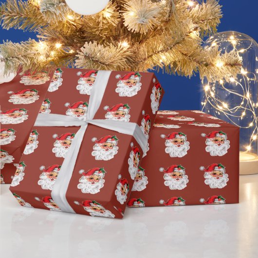 陽気なサンタ顔包装紙 ラッピングペーパー (クリスマス)