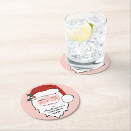 陽気なサンタ顔 |クリスマスパーティー ラウンドペーパーコースター