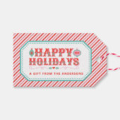 陽気なサンタ顔 | ハッピーホリデー ギフトタグ (正面(横))