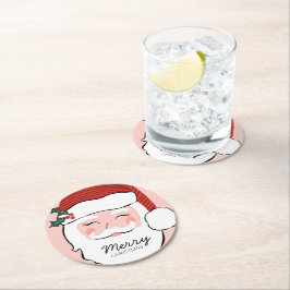 陽気なサンタ顔 |メリークリスマス ラウンドペーパーコースター