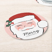 陽気なサンタ顔 |メリークリスマス ラウンドペーパーコースター (アングル)