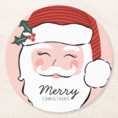 陽気なサンタ顔 |メリークリスマス ラウンドペーパーコースター (正面)