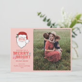 陽気なサンタ顔 | メリー明るい | フォト シーズンカード (スタンド正面)