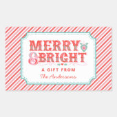 陽気なサンタ顔 | メリー明るい 長方形シール (正面)