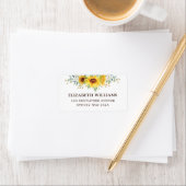 陽気なサンフラワーブーケ緑の差出人住所 ラベル (インサイチュ)