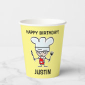陽気なシェフ漫画の子供の料理誕生日パーティー 紙コップ (裏面)
