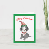 陽気なシュナウザーの子犬 メリークリスマス シーズンカード (正面)