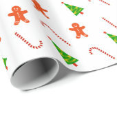 陽気なショウガのパンの人のキャンディ・ケーンTreChristmas ラッピングペーパー (ロールコーナー)