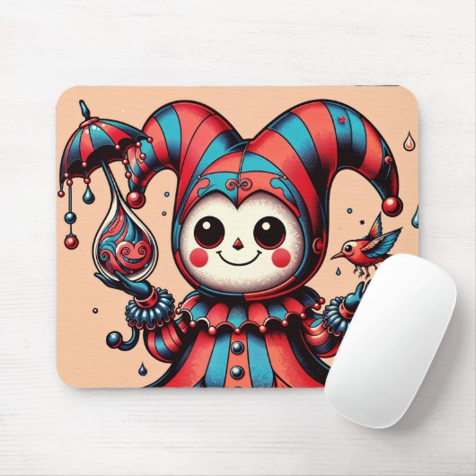 陽気なジェスターと羽毛の友 マウスパッド (マウス)