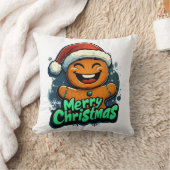 陽気なジンジャーブレッドマンメリークリスマス枕 クッション (ブランケット)