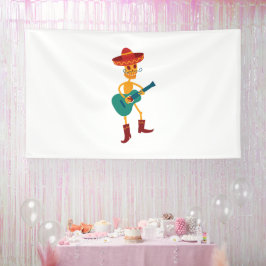 陽気なスケルトンのギターリスト 横断幕
