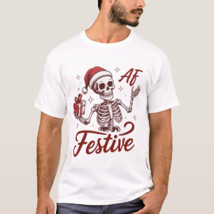 陽気なスケルトンの皮肉なクリスマス・サルカスティック Tシャツ