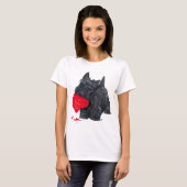 陽気なスコティッシュ・テリア バレンタイン Tシャツ (正面フル)