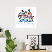 陽気なスノーマンが踊る、楽しいクリスマスの季節 ポスター (ホームオフィス)