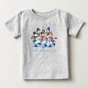 陽気なスノーマンのダンスでクリスマスシーズンを楽しもう ベビーTシャツ