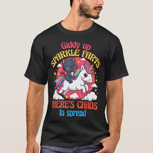 陽気なスパークルおなら 混乱を広げよう カット Tシャツ (正面)