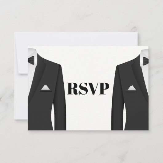 陽気なタキシードの結婚式招待状RSVP 出欠カード (正面)