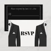 陽気なタキシードの結婚式招待状RSVP 出欠カード (正面/裏面)