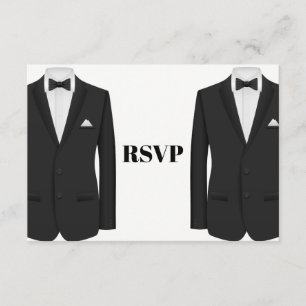 陽気なタキシードの結婚式招待状RSVP 出欠カード