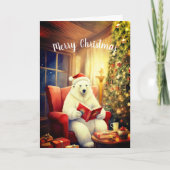 陽気なチェア読ーカードにメリークリスマスベア カード (正面)