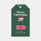 陽気なチワホアドッグクリスマスパーソナライズド ギフトタグ (正面)