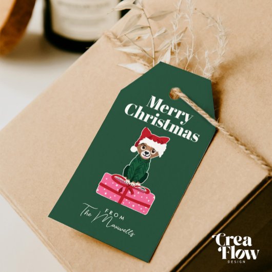 陽気なチワホアドッグクリスマスパーソナライズド ギフトタグ