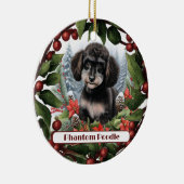 陽気なティーカップファントムのプードルクリスマス セラミックオーナメント (右)
