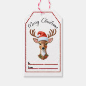 陽気なトナカイのクリスマスラベル! ギフトタグ (正面)