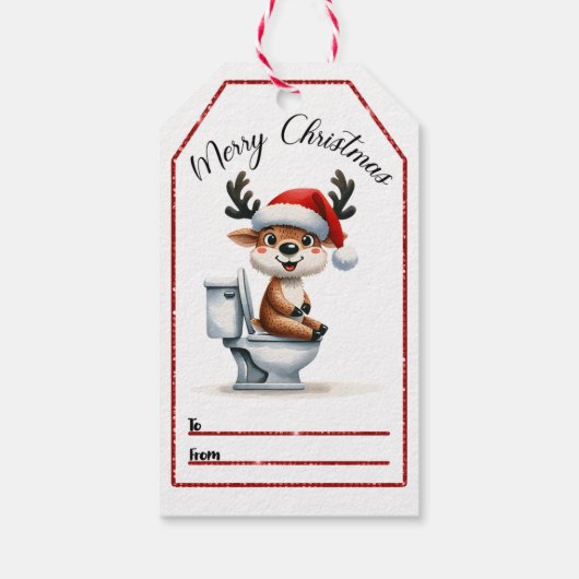 陽気なトナカイのクリスマスラベル ギフトタグ (裏面)
