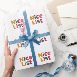 陽気な'ナイスリスト'のクリスマスタイポグラフィ ラッピングペーパー