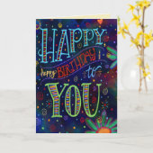 陽気なハッピーバースデーあなたへのおもしろい カード (黄色い花)