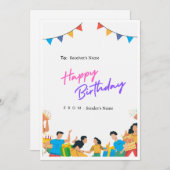 陽気なハッピーバースデーカスタムグリーティングカード シーズンカード (正面/裏面)