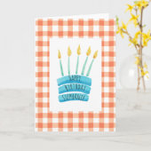 陽気なハッピーバースデーケーキカード、カスタマイズ可能 カード (黄色い花)