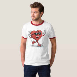 陽気なハート漫画おもしろTシャツ Tシャツ