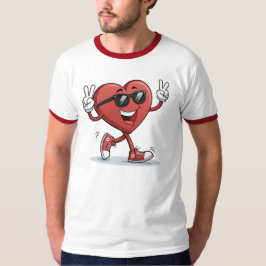 陽気なハート漫画おもしろTシャツ Tシャツ