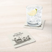 陽気なバイエルン音楽家がオクトーバーフェストに招待する スクエアペーパーコースター (インサイチュ)